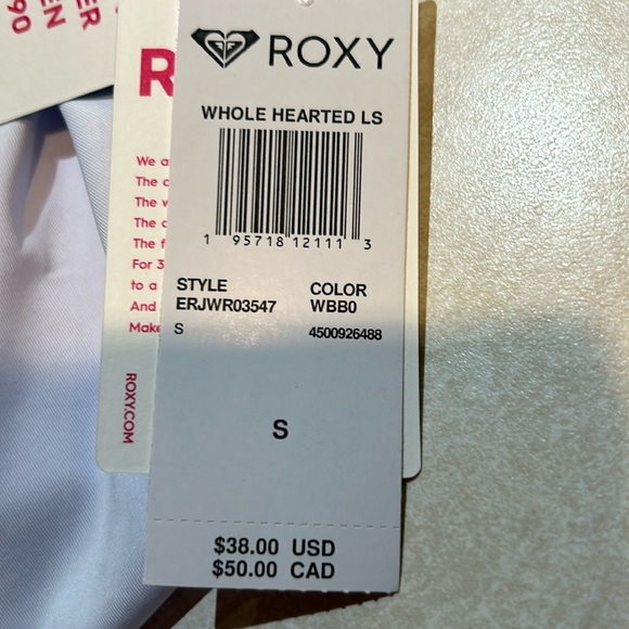 COPY - Roxy Women's Standard Whole Hearted Long Sleeve UPF 50 Rashguard - Picture 3 of 4